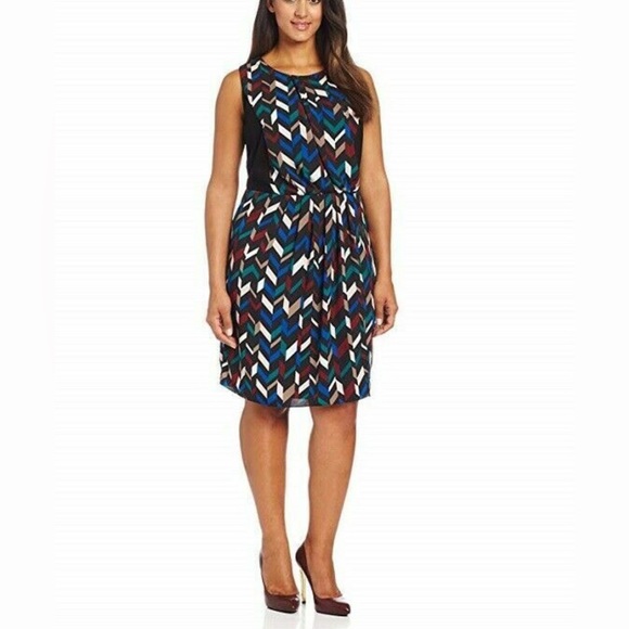 🆕 DKNYC Multicolor Chevron Midi Dress – Size 6 NWT 💃🎨 - Picture 1 of 7